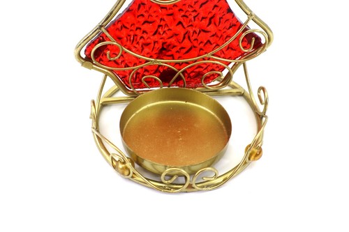 Red Glass & Brass Angel Tealight Candle Holder Christmas - Picture 11 of 12