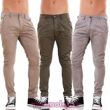 Men's Skinny Slim Fit Chino Colored Casual Cotton Pants New WJ-953