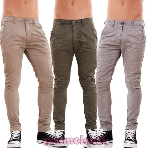 Pantaloni uomo skinny slim fit chino colorati casual cotone tasche nuovi  WJ-953 | eBay