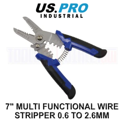 US PRO INDUSTRIAL 7" Multi Functional Wire Stripper Cutter Crimper 0.6 To 2.6mm