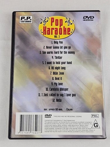 Pop Karaoke Vol. 3 DVD (Region ALL PAL) VGC - Picture 2 of 2