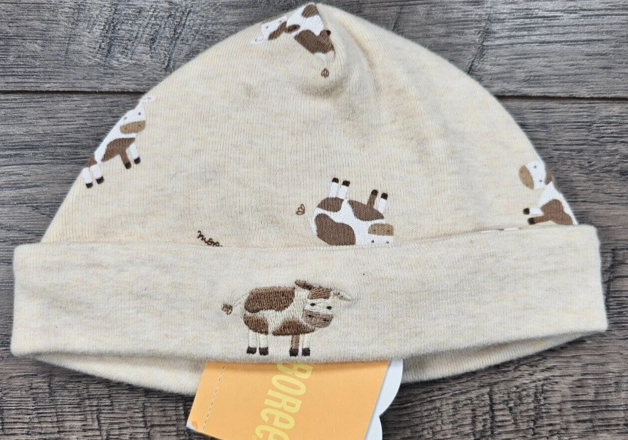 Baby Boy New Gymboree 3-6 Month EIEIO Cow Beanie Cap Hat