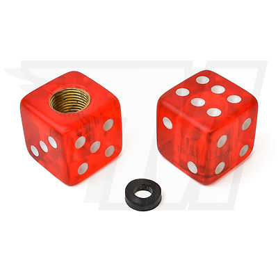 2x plastic valve cap for car tires, bicycle tires | cubes in red