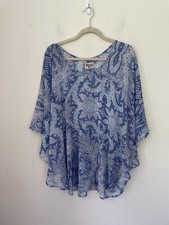 Show Me Your Mumu Moon Tunic Sheer Blue Boho Kimono Sleeves ~ Size S