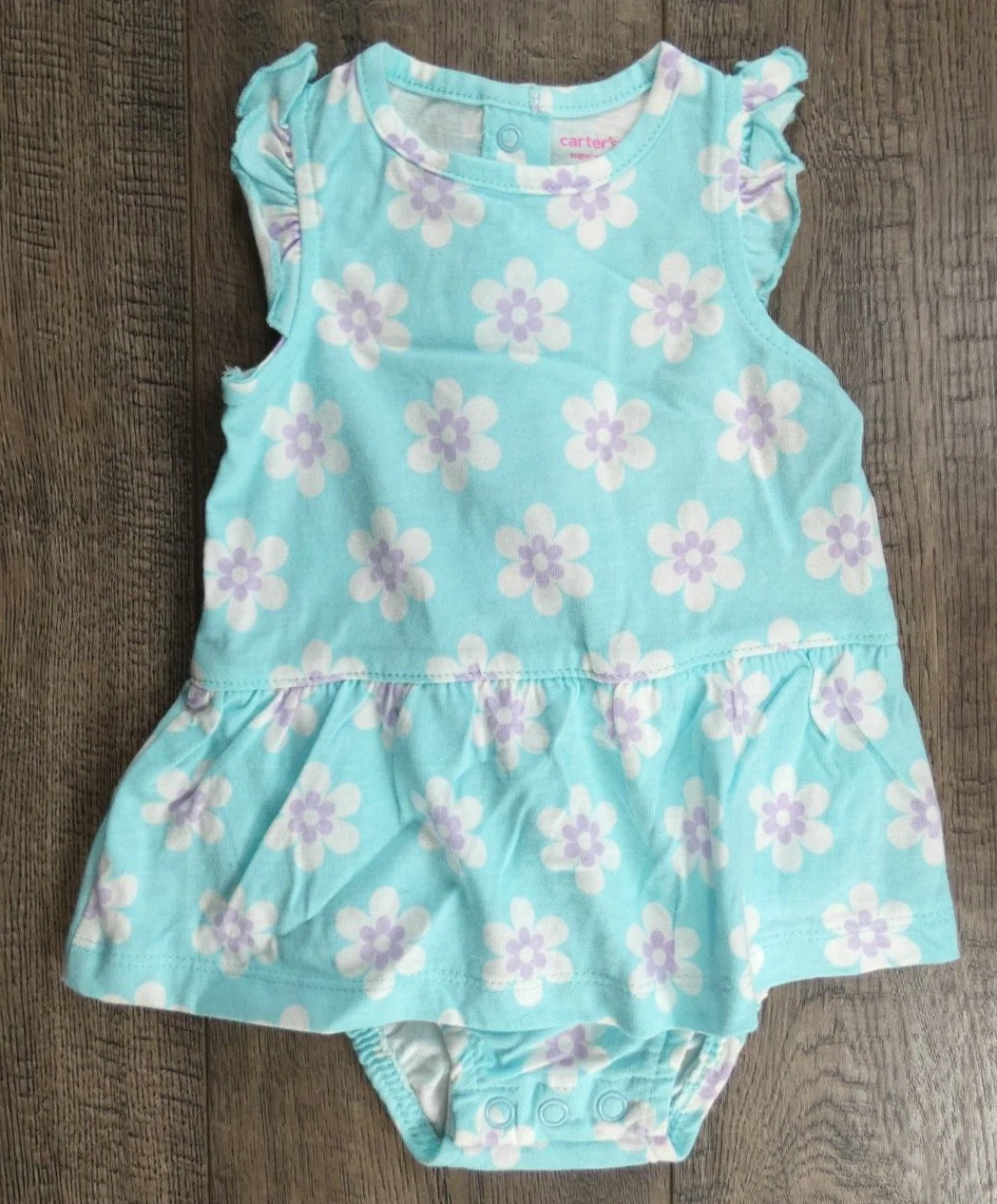Baby Girl Clothes Nwot Vintage Carter's 3 Month Blue Purple Flower Romper Outfit