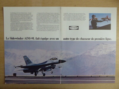 9/1979 PUB RAYTHEON AIM-9L SIDEWINDER AIR TO AIR MISSILE F-16 ORIGINAL FRANZÖSISCHE ANZEIGE