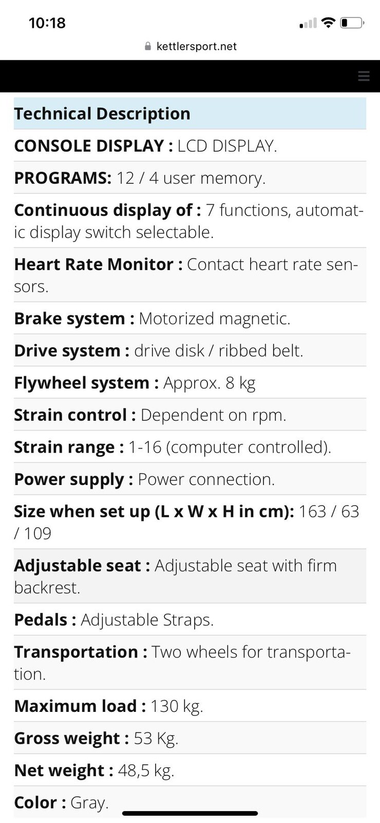 Kettler AXOS Cycle R Recumbent Exercise Bike SM 915075 very good