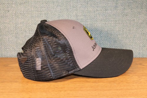 John Deere Mesh Trucker Hat Grey Black Snapback Cap - Picture 3 of 7
