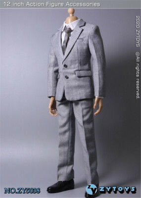 ZYTOYS 1/6 Male Grey Suit Clothes ZY5038 Fit 12