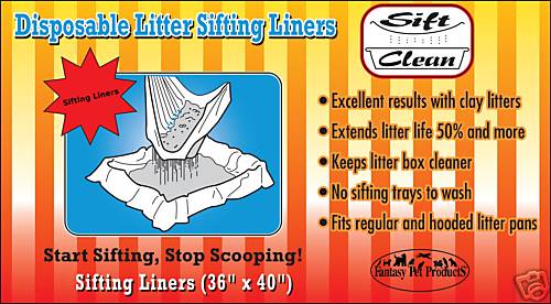  84(+6) Litter Box/Pan Liners/bags. Sift Clean for Kitty Cat. Never scoop 3mo