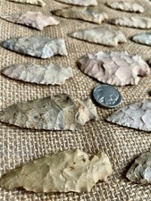 21pc Framed Archaic Artifact Lot: Native American Tools, Spear Points Arrowheads