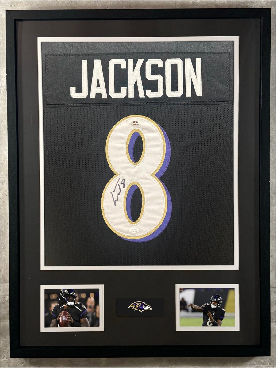 Lamar Jackson Signed Jersey Framed W/ PSA COA Baltimore Ravens Black Auto