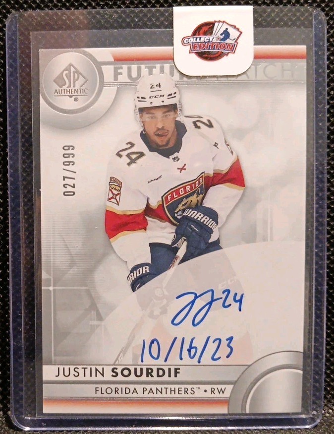 2023-24 SP AUTHENTIC "INSCRIBED" FUTURE WATCH AUTOGRAPH JUSTIN SOURDIF /50 RC