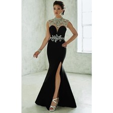 CLEARANCE WAS $495 Tiffany Designs Jersey Rhinestone Grad Gown 46039 Purple 6