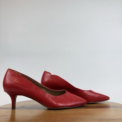 New Womens Nordstrom Rack Pascale Red Faux Leather Kitten Heel Pumps Size 10 M