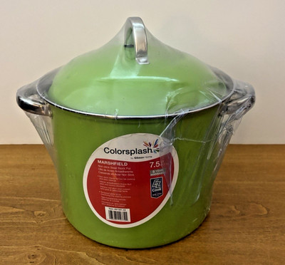 Color Splash By Gibson Home 7.5 Qt Lime Green NOS Metal Stock Pot  READ