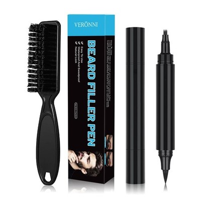 Men Waterproof Beard Pencil Filler MicroFork Tip Pen Filling Kit With Brush