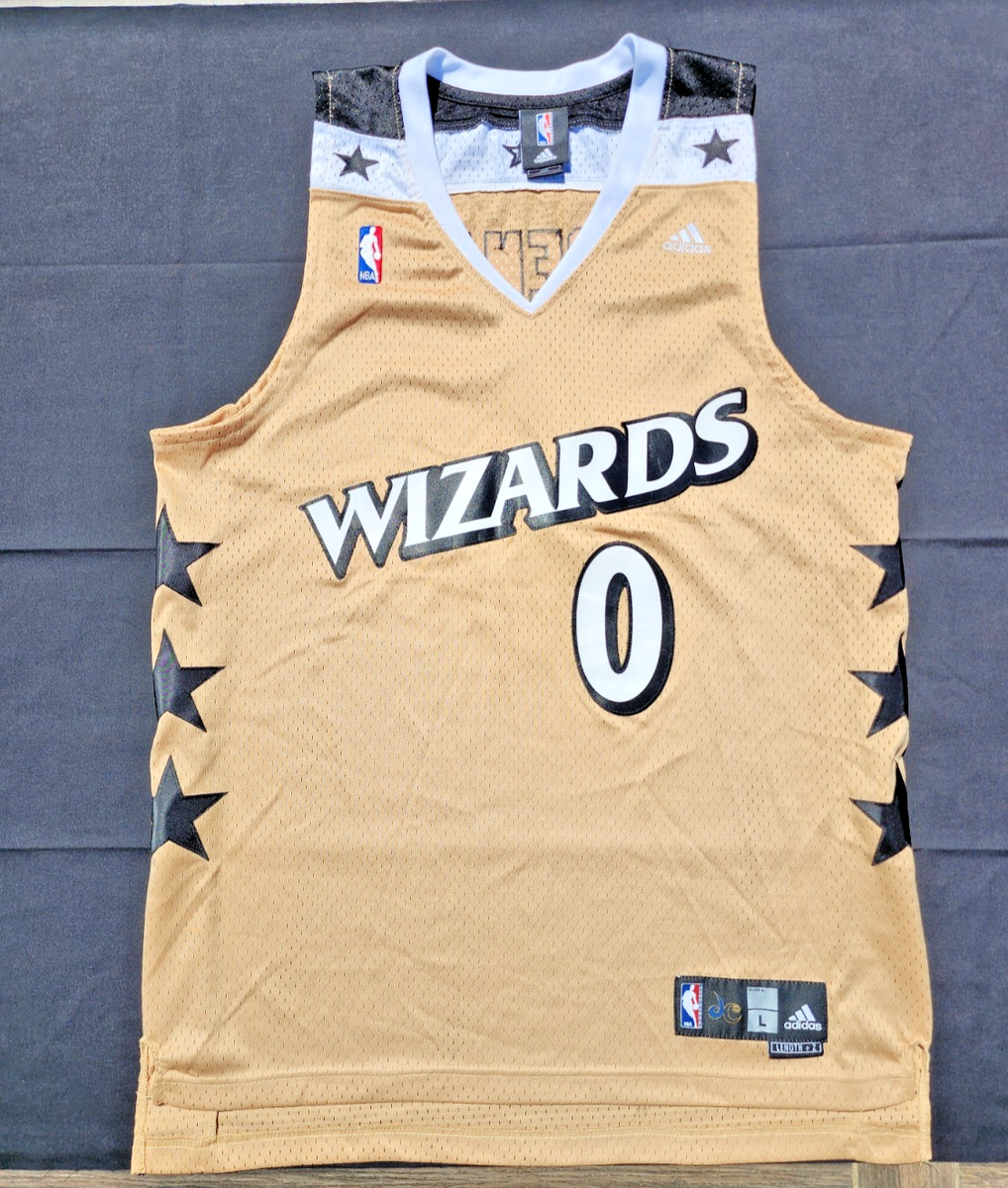 Adidas NBA Washington Wizards Gilbert Arenas Gold Jersey Sewn #0