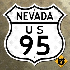 Nevada US Route 95 highway road sign shield 1955 Las Vegas Fallon Tonopah 12x12