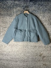 Zara Jacket Unisex Kids 13-14 Years Blue Fleece Snap Button Pocket Winter