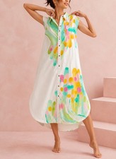 Anthropologie Maeve Lillian Midi Shirt Dress Size XL Abstract Print Button Front