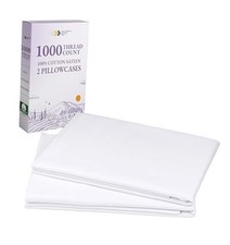 Size Pillow Cases Set of 2 - Luxury 1000 Thread Count King Bright White
