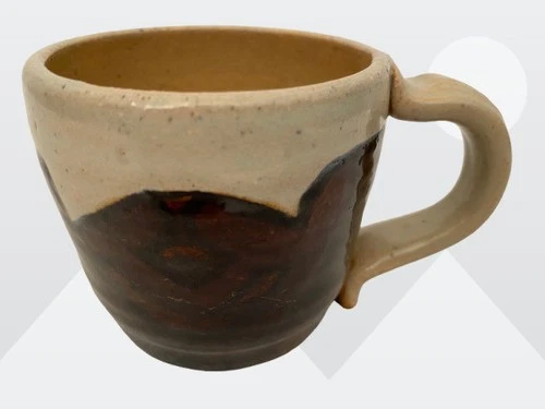 Vintage 1977 Hand Made Brown & Speckled Tan Glazed Mini 2.5" Pottery Cup Signed
