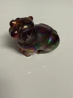 Rare HTF Fenton Carnival Glass Pig W/Label Figurine Undecorated