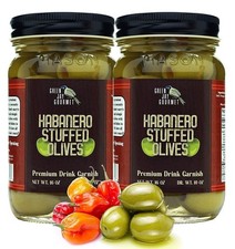 Green Jay Gourmet Habanero Stuffed Olives – Stuffed Green Olives for Cocktail...