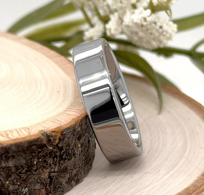 Silver Tungsten 6MM Comfort Fit Ring High Polished Edges Christmas Gifts Band