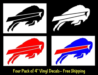 SIGNAGE CAFE Buffalo Bills Four Pack 4" Vinyl Decals Car Truck Windows Laptop Tablet Tumblers