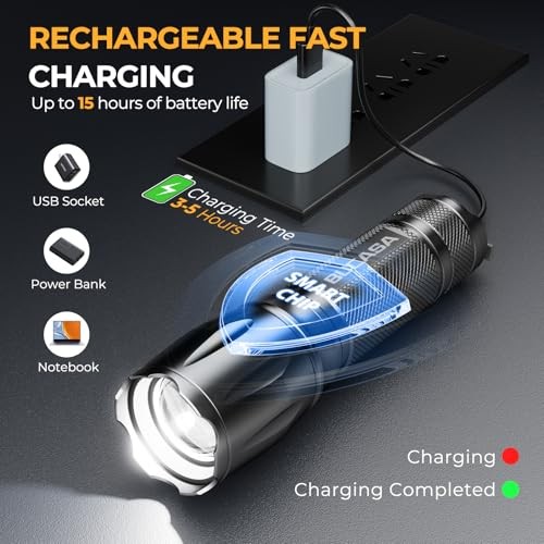 Rechargeable Flashlights - High Lumens - Brighter Small Flashlight - 3 Pack - Afbeelding 4 van 7
