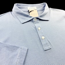 Peter Millar Crown Comfort Striped Polo Shirt White Blue XL 115