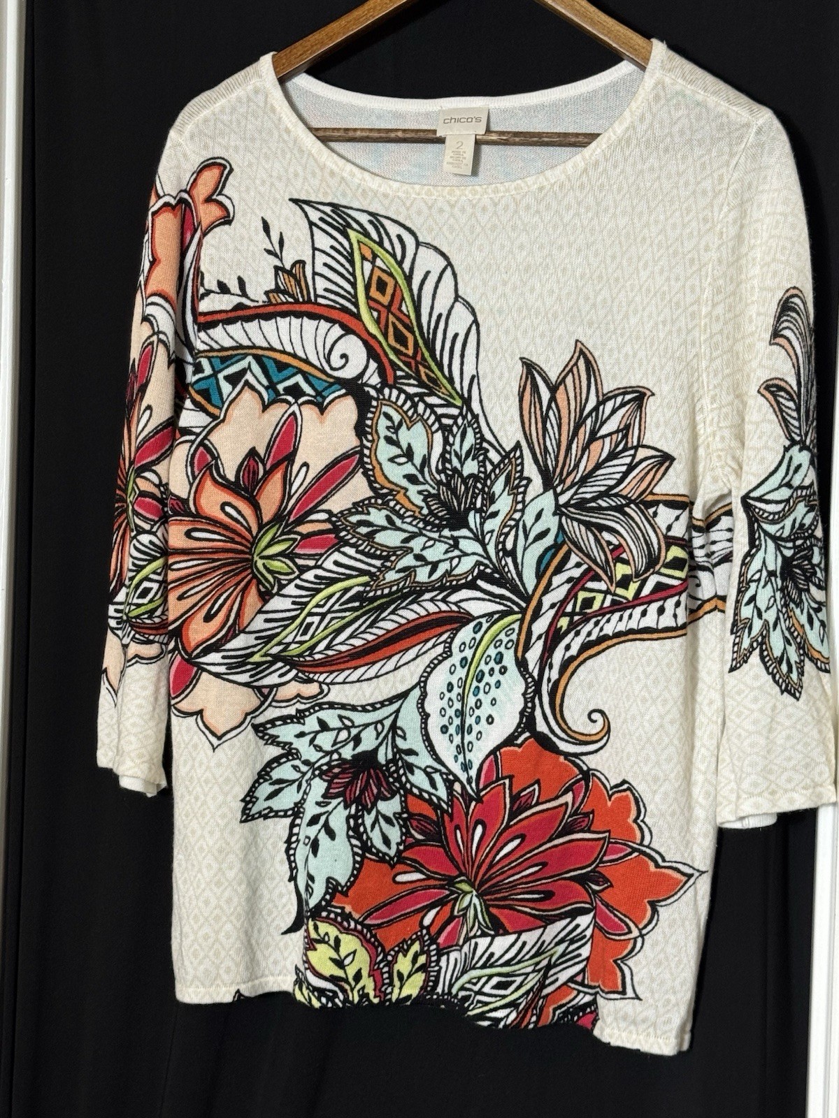 Chicos Sweater 2 Large Multicolor Pullover Artsy … - image 2