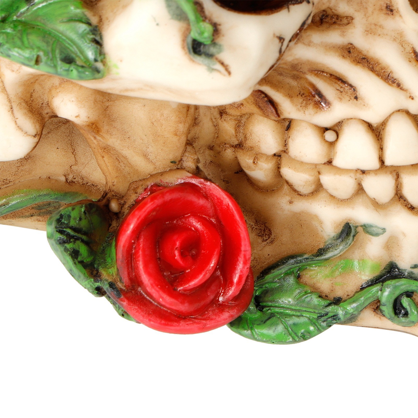 Horrible Esqueleto de Calavera de Resina con Flor de Rosa Artesanías para Halloween Festivo CONJUNTO