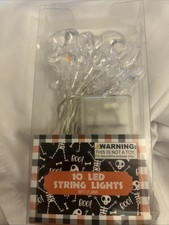 Halloween 10 Led String Lights clear ghost Wire 6 Feet Battery Operated