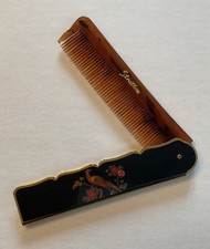 VINTAGE Stratton - Compact Folding Pocket Comb Floral Pheasant Picture Design