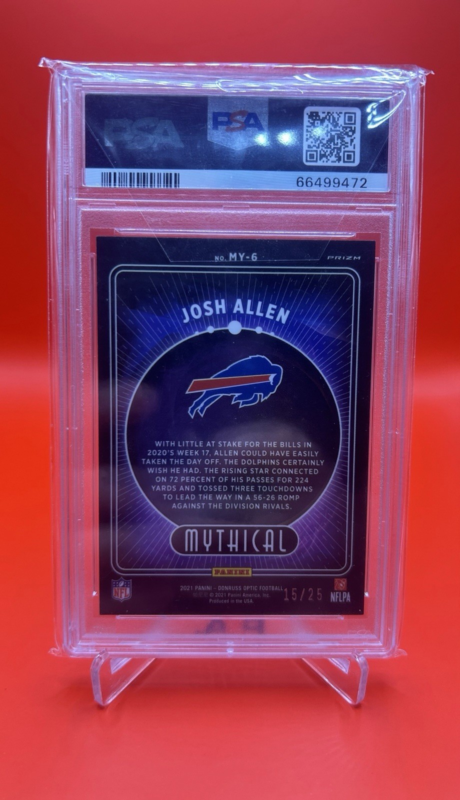 Josh Allen 2021 Donruss Optic Mythical Case Hit Black Pandora /25 PSA 9 POP 9 view 2