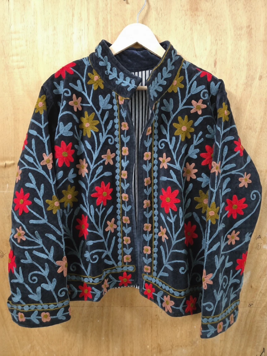 Traditional Suzani Velvet Jacket Handcrafted Embroidered Boho Chic Coat Women's
Opens in a new windo