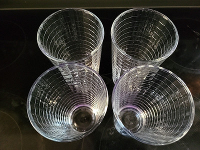 4 Block Optic PASABACHE Glasses Clear Windowpane HighBall 6'' Water Thick Set EUC
