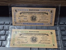 VINTAGE 1940 ANGOLA, INDIANA 1ST & 2ND SERIES WOODEN NICKEL SET STEUBEN CO FISH