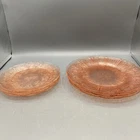 Vintage Set Of 3 Jeannette Pink Depression Glass Plates Cherry Blossom 9” & 7”