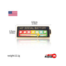 1 pcs Funny Social Battery Slider Pin   7-Mood Expression Badge, Interactive Pin
