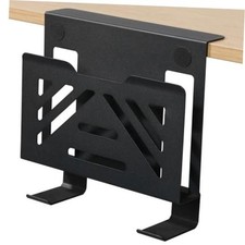 Desk Side Storage, Under Desk Laptop Mount, Single-deck with 2 Hooks Black