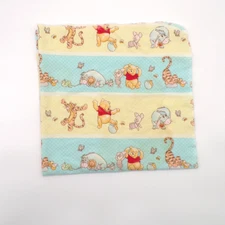 VTG Winnie The Pooh Baby Receiving Blanket Flannel Yellow Blue Stripes Polka Dot