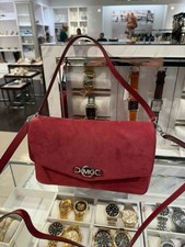 Michael Kors Kacey Womens Large MK Flap Shoulder Bag Bonded Leather Maroon
