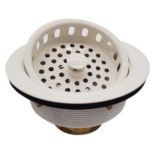 D214-51 3-1/2" Post Style Large Kitchen Sink Basket Strainer, Powder Coat Almond