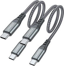 Short USB C to USB C Cable 60W, 2 Pack 1ft Type C Fast Charging Cord Charger ...