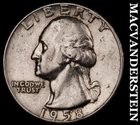 1958 Silver Washington Quarter - Scarce  Better Date  No Reserve  #G9437