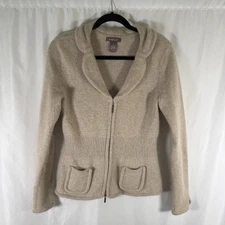 Kenar Sweater Cardigan Women's Medium Cream Rabbit Hair Lambs Wool Collared